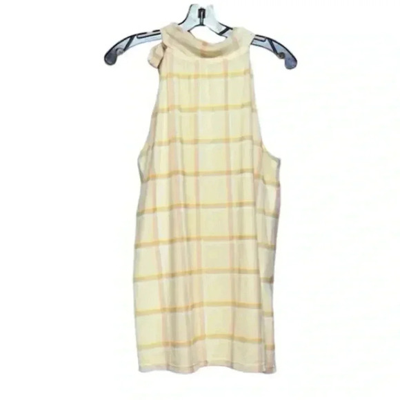 Cato Women's Plaid High Neck Sleeveless Blouse Yellow Size L - Picture 3 of 5